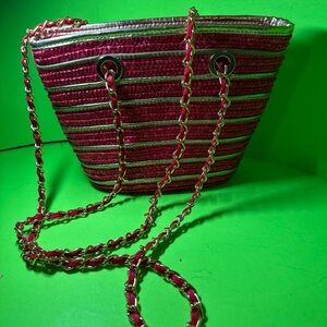 Stylish Red and Silver Women's Bag